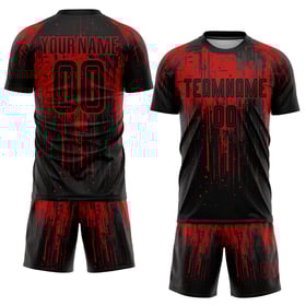 Soccer Jersey Black Sublimation Red Custom Uniform