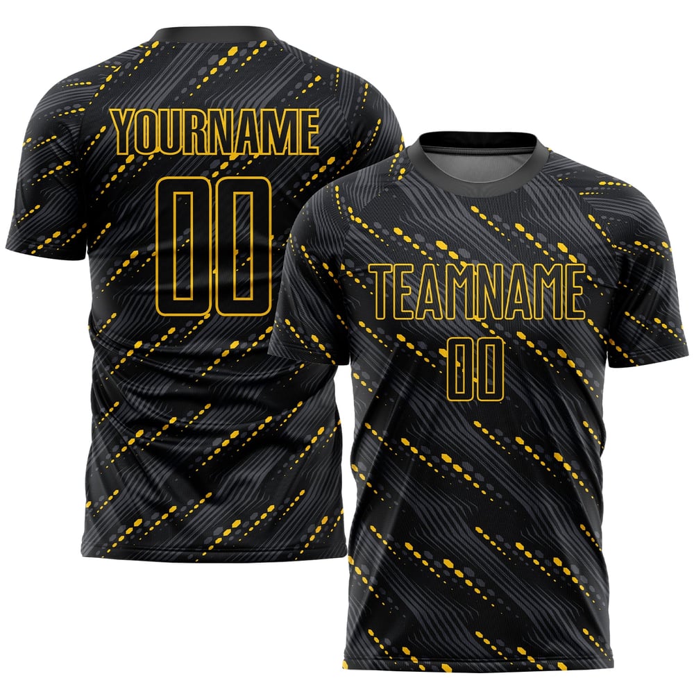 Uniform Jersey Black-Gold Custom Sublimation Soccer Black