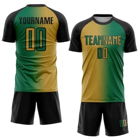 Kelly Fashion Old Sublimation Custom Uniform Gold-Schwarz Grün Fußball Farbverlauf Trikot