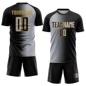 Uniform Sublimation Fußball Grau-Alt Gradienten Custom Jersey Gold Schwarz Mode