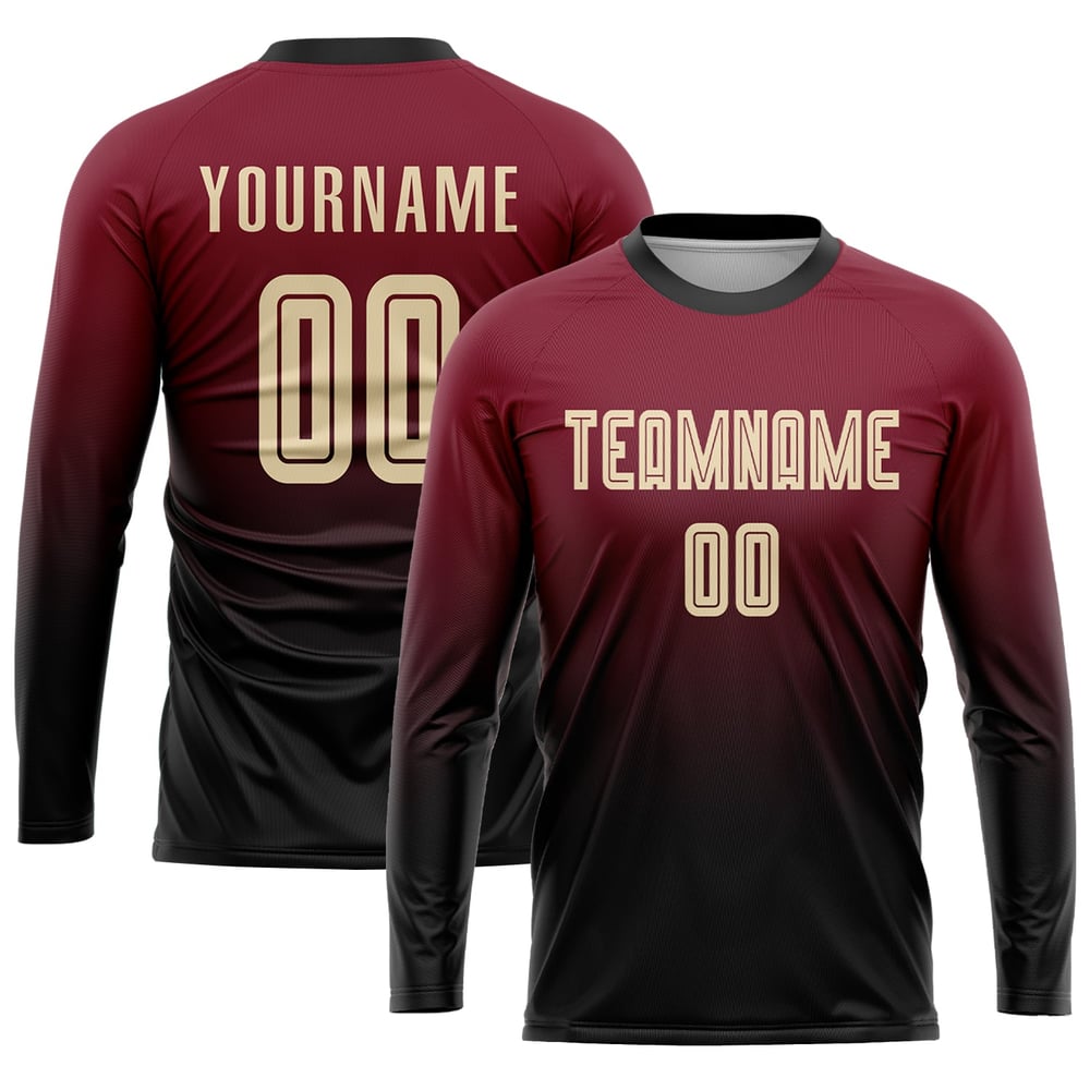Sublimation Custom Fade Uniform Jersey Crimson Soccer Fashion Cream-Black
