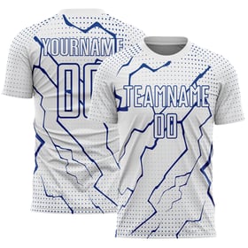 Maglia da calcio personalizzata Royal Sports White Lightning con stampa a sublimazione