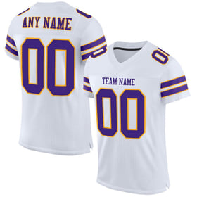 Custom Football Mesh Purple-Gold Jersey Authentic White