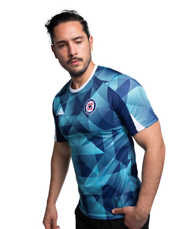 Damen Cruz Azul 2025/26 Drittes Aufwärmshirt – Türkis/Marineblau