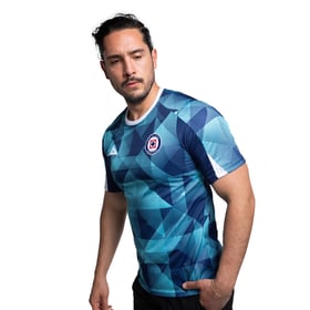 Damen Cruz Azul 2025/26 Drittes Aufwärmshirt – Türkis/Marineblau