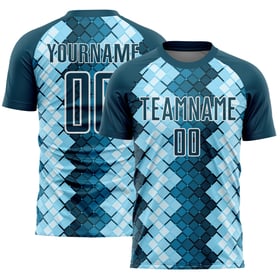 Sublimation Custom Geometric Shapes Jersey Uniform Soccer Navy Blue US White