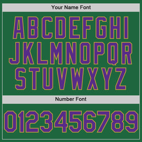 Auténtica camiseta de béisbol Kelly Green personalizada de malla morada y oro viejo, estilo retro.