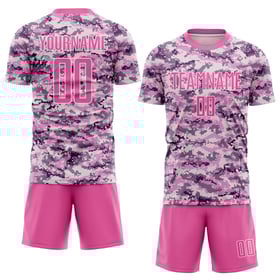 Service Sublimation Salute To Jersey Pink-White Soccer Camo Uniform Custom