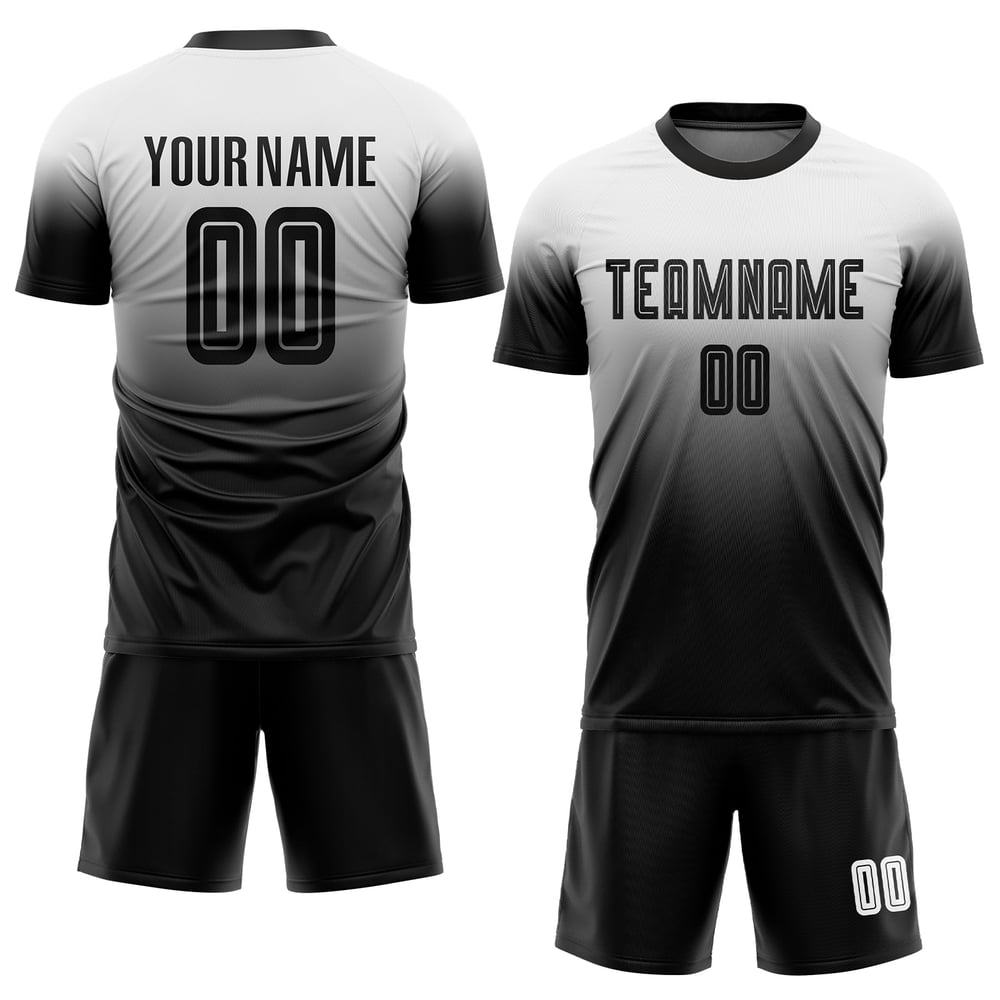 Soccer Fade Jersey White Sublimation Black Uniform Custom Fashion