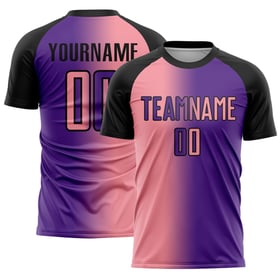 Medium Lila Fußball Mode Uniform Rosa-Schwarz Sublimation Jersey Gradienten Custom