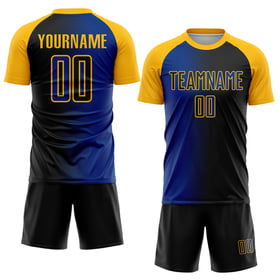 Jersey Schwarz Sublimation Gradient Fußball Custom Uniform Royal-Gold Mode