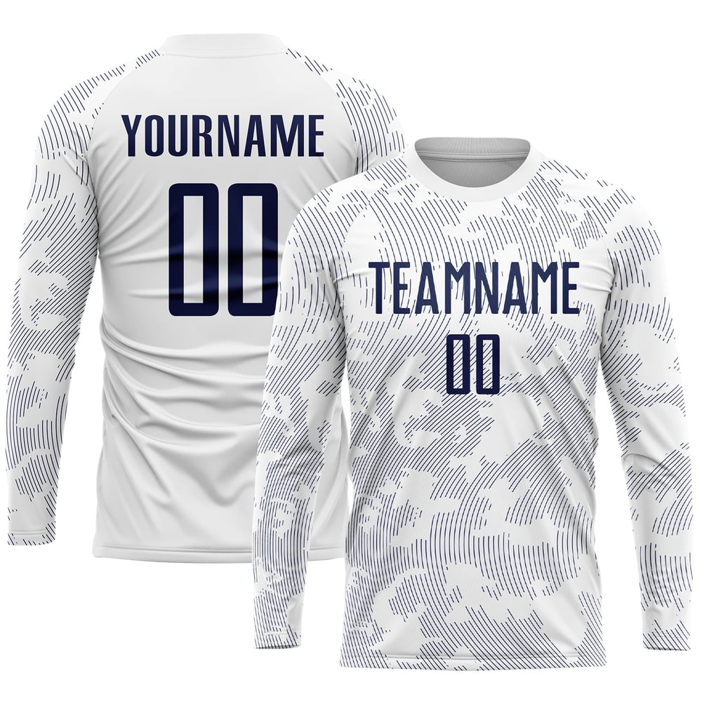 Sublimation Uniform Navy Soccer Jersey White Custom