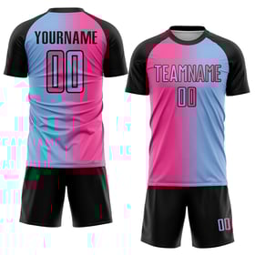 Leichte benutzerdefinierte rosa-schwarz blau Sublimation Uniform Fußball Mode Jersey Gradienten