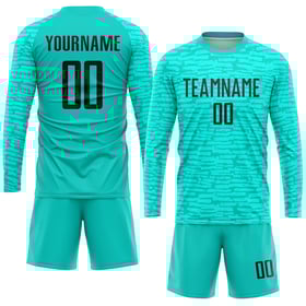 Black Soccer Aqua Custom Jersey Sublimation Uniform