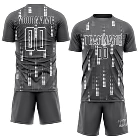 Maillot de football personnalisé à sublimation géométrique gris acier et blanc