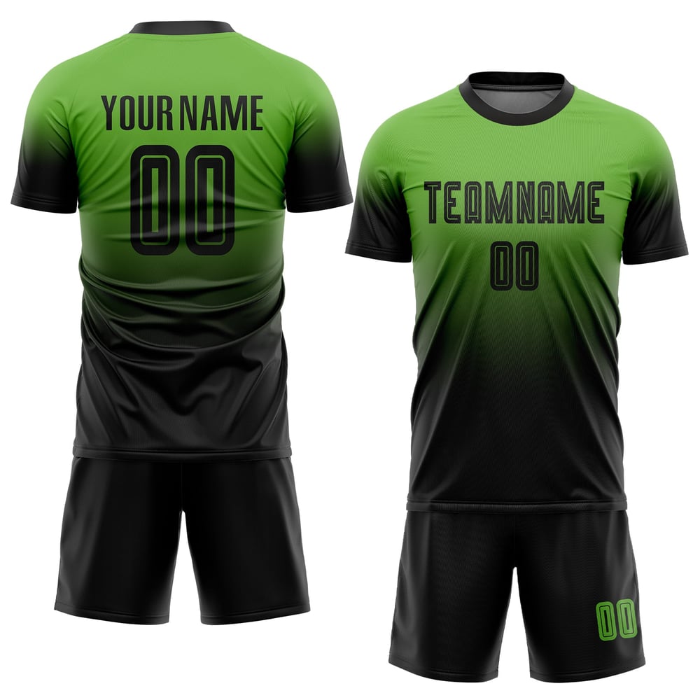 Fade Custom Jersey Fashion Sublimation Soccer Neon Green Uniform Black