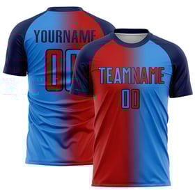Pulver Uniform Custom Fashion Gradienten Rot-Navy Jersey Sublimation Blau Fußball