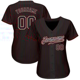 Maglia da baseball autentica a righe rosse, nere e bianche, personalizzata