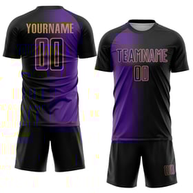 Sublimation Custom Fashion Uniform Gold Jersey Fußball Farbverlauf Lila-Alt Schwarz