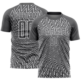 Maillot de football personnalisé à sublimation, lignes blanches et gris acier