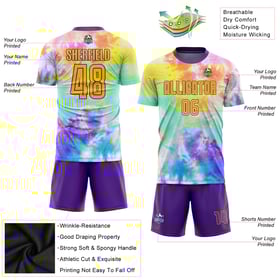 Uniform Soccer Custom Tie Dye Gold-Purple Jersey Sublimation