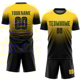 Sublimation Custom Fashion Fade Uniform Jersey Black Soccer Gold