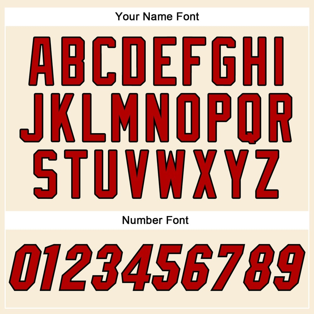 Camiseta de béisbol auténtica color rojo y negro, color crema y personalizada.