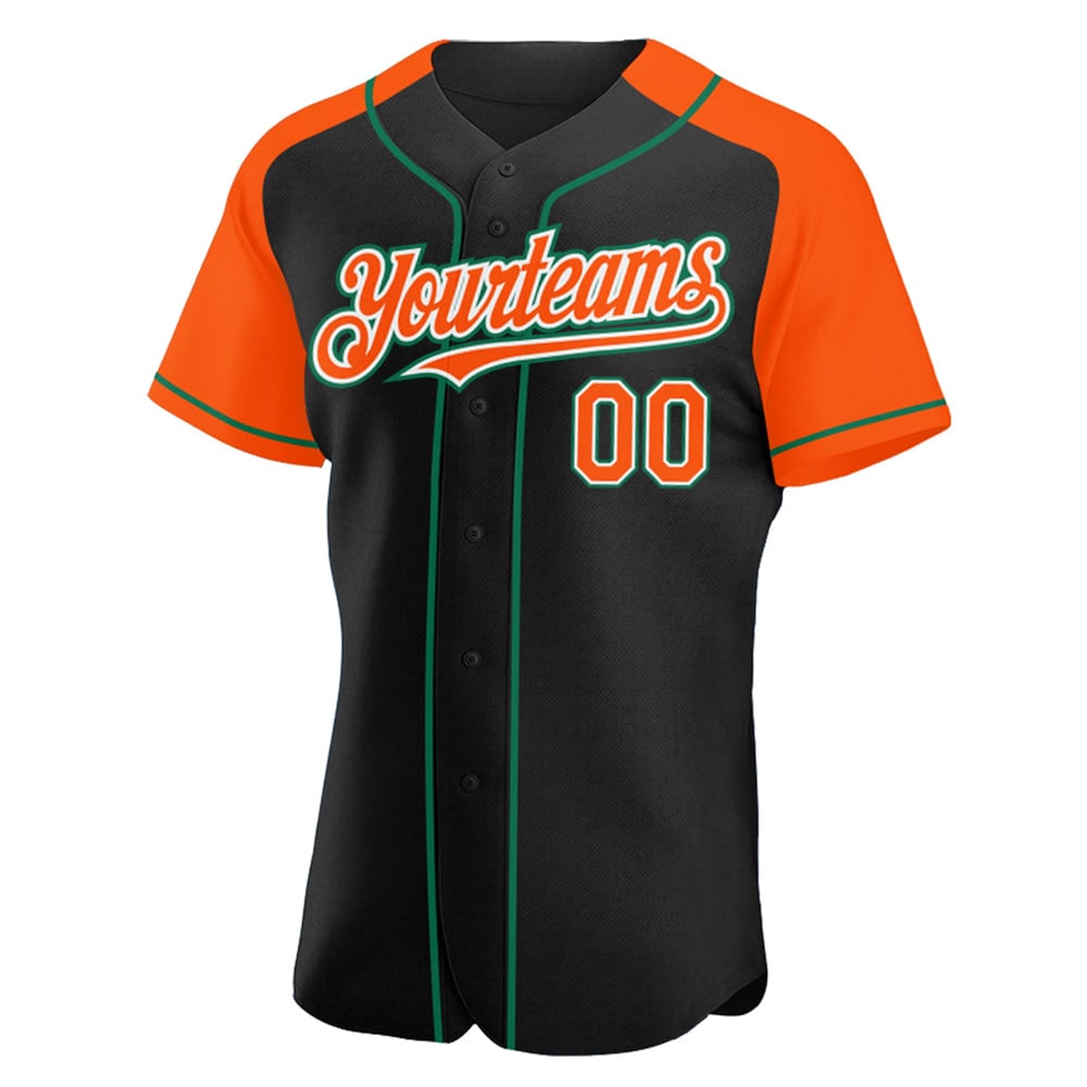 Orange-Kelly Jersey Black Green Sleeves Custom Raglan Authentic Baseball