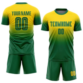 Sublimation Soccer Fashion Fade Gold Kelly Jersey Green Custom Uniform