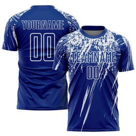 Jersey Fotboll Anpassad Vit Royal Sublimation Uniform