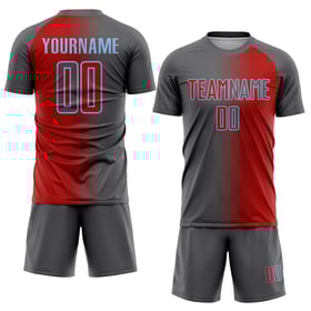 Fußball Custom Fashion Rot Grau-Licht Farbverlauf Uniform Blau Jersey Stahl Sublimation