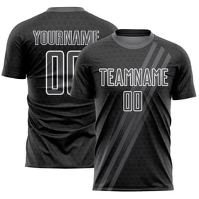 Maillot de football personnalisé à sublimation, lignes diagonales grises et blanches