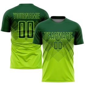 Maglia da calcio personalizzata verde neon con stampa a sublimazione