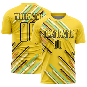 Soccer Black Jersey Yellow Uniform Custom Sublimation Lines