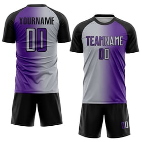 Mode Jersey Uniform Grau-Schwarz Fußball Benutzerdefinierte Gradienten Sublimation Lila