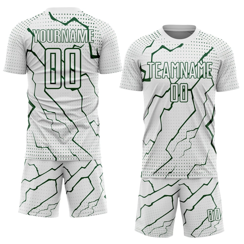 Maglia bianca personalizzata con stampa sublimatica Lightning Uniform Sports Green Soccer