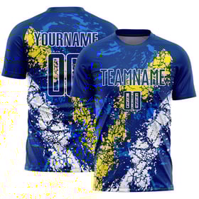 Jersey Art Uniform Yellow-White Sublimation Splatter Custom Light Royal Dripping Soccer
