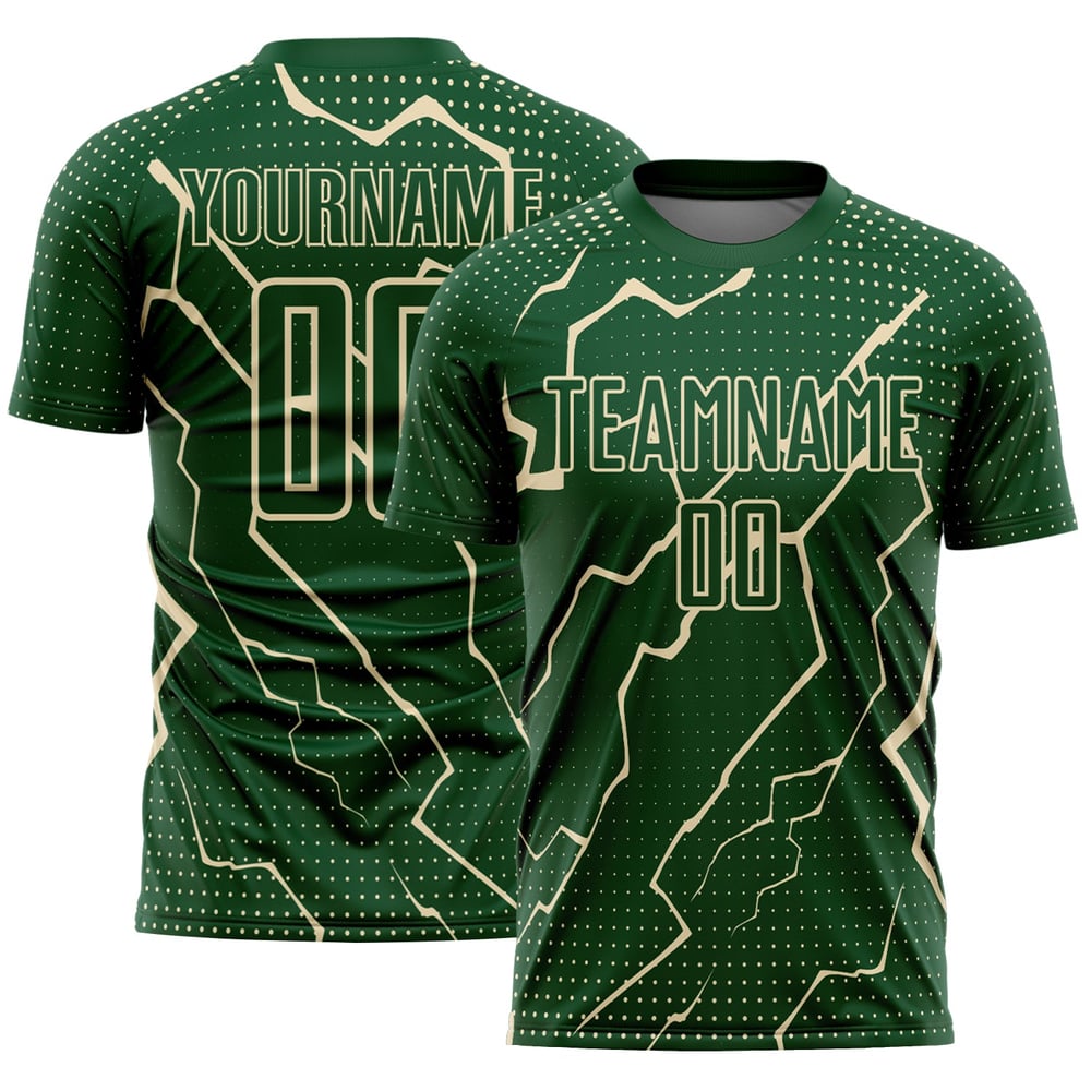 Maglia da calcio personalizzata Lightning con stampa sublimatica uniforme verde crema