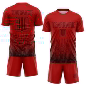 Benutzerdefinierte schwarze Trikots rot Sublimation Uniform geometrische Fußballform