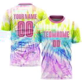 Tie Sublimation Custom Uniform Pink-White Dye Jersey Soccer