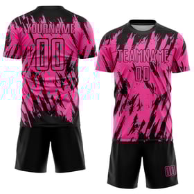 Custom Pink Sublimation Uniform Black Jersey Soccer