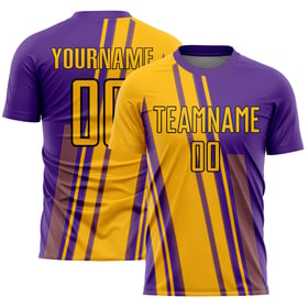 Gold Sublimation Custom Jersey Lines Uniform Purple-White Soccer