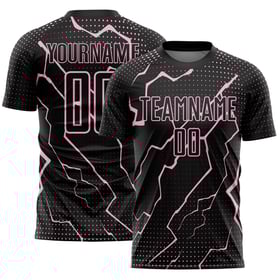 Maglia sportiva leggera personalizzata con stampa sublimatica Lightning Soccer Uniform rosa nera