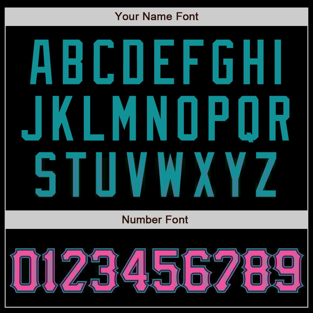 Camiseta de béisbol auténtica rosa y verde azulado, negra y personalizada