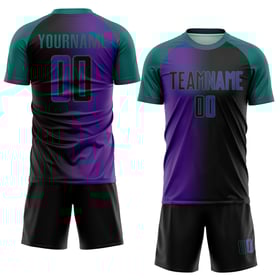 Gradient Black Jersey Fashion Custom Lila-Teal Fußball Sublimation Uniform