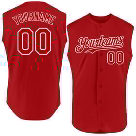 Baseball Custom Red Sleeveless Authentic Jersey White
