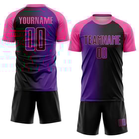 Fußball Custom Gradient Jersey Mode Schwarz Lila-Rosa Sublimation Uniform