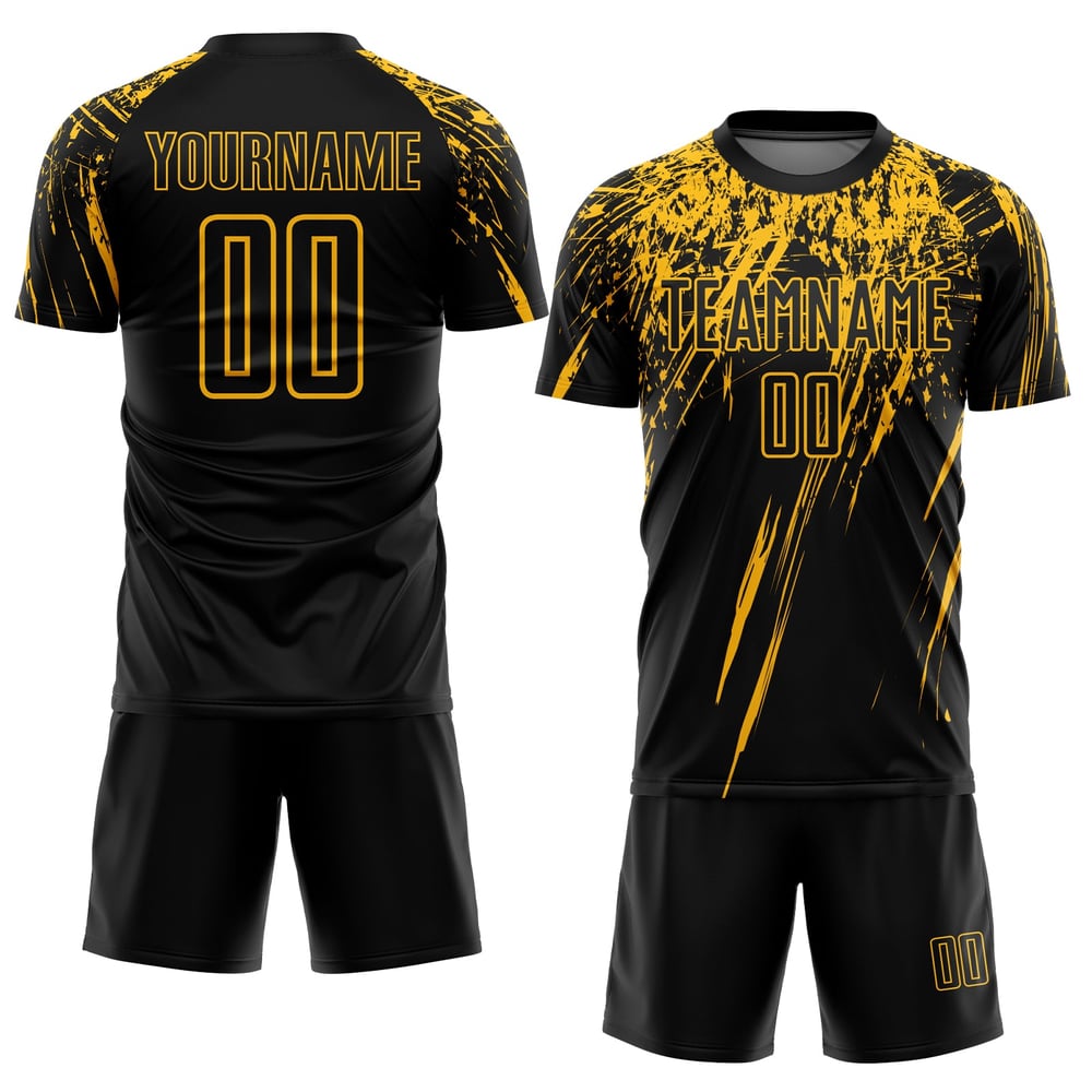 Soccer Gold Black Uniform Jersey Custom Sublimation