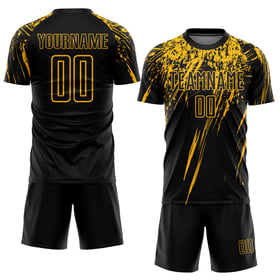 Soccer Gold Black Uniform Jersey Custom Sublimation