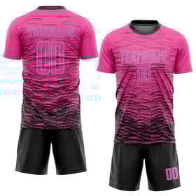 Maillot de football personnalisé rose, noir et bleu clair, sublimé